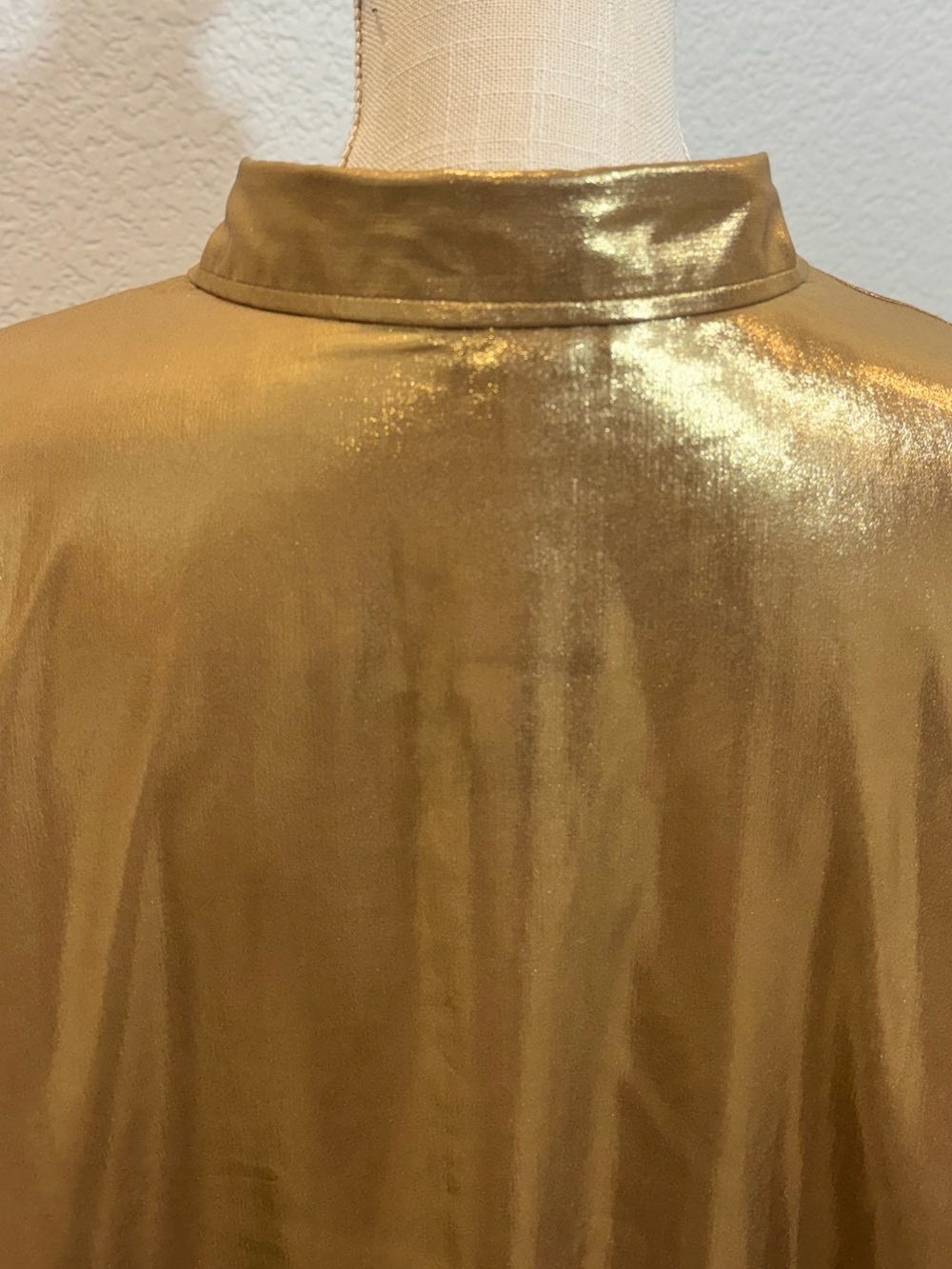 RALPH LAUREN WOMAN Metallic Chifon Point Collar Long Sleeve Gold Blouse. Size 3X - Picture 8 of 9